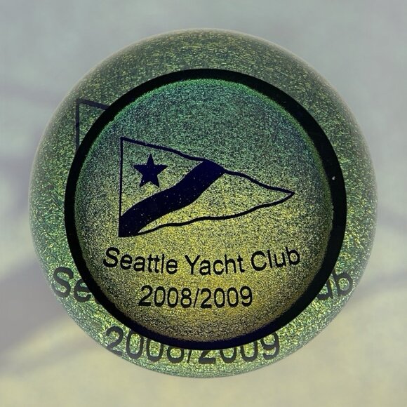 Glass Eye Studio Paperweight Seattle Yacht Club 2008- 2009 Gold Flecks Collectib - Picture 11 of 12